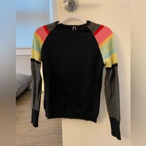 One girl who Cashmere sweater with rainbow sleeve